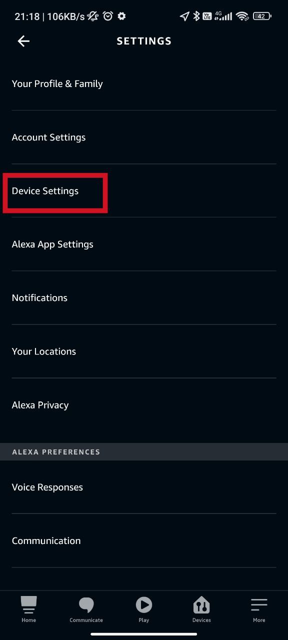 Step 3: Tap on Device Settings