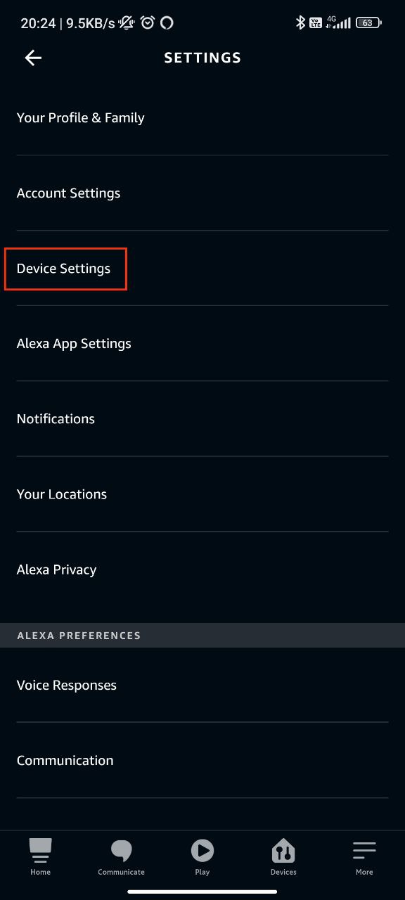 Step 3: Tap on Device Settings