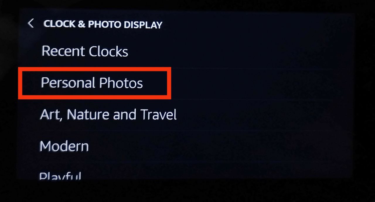 Step 4: Tap on Personal Photos & Choose Photo Display