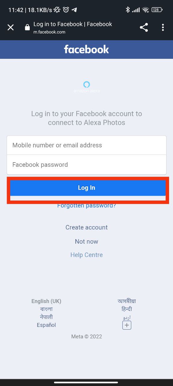 Step 6: Fill In Your Facebook Login Credentials