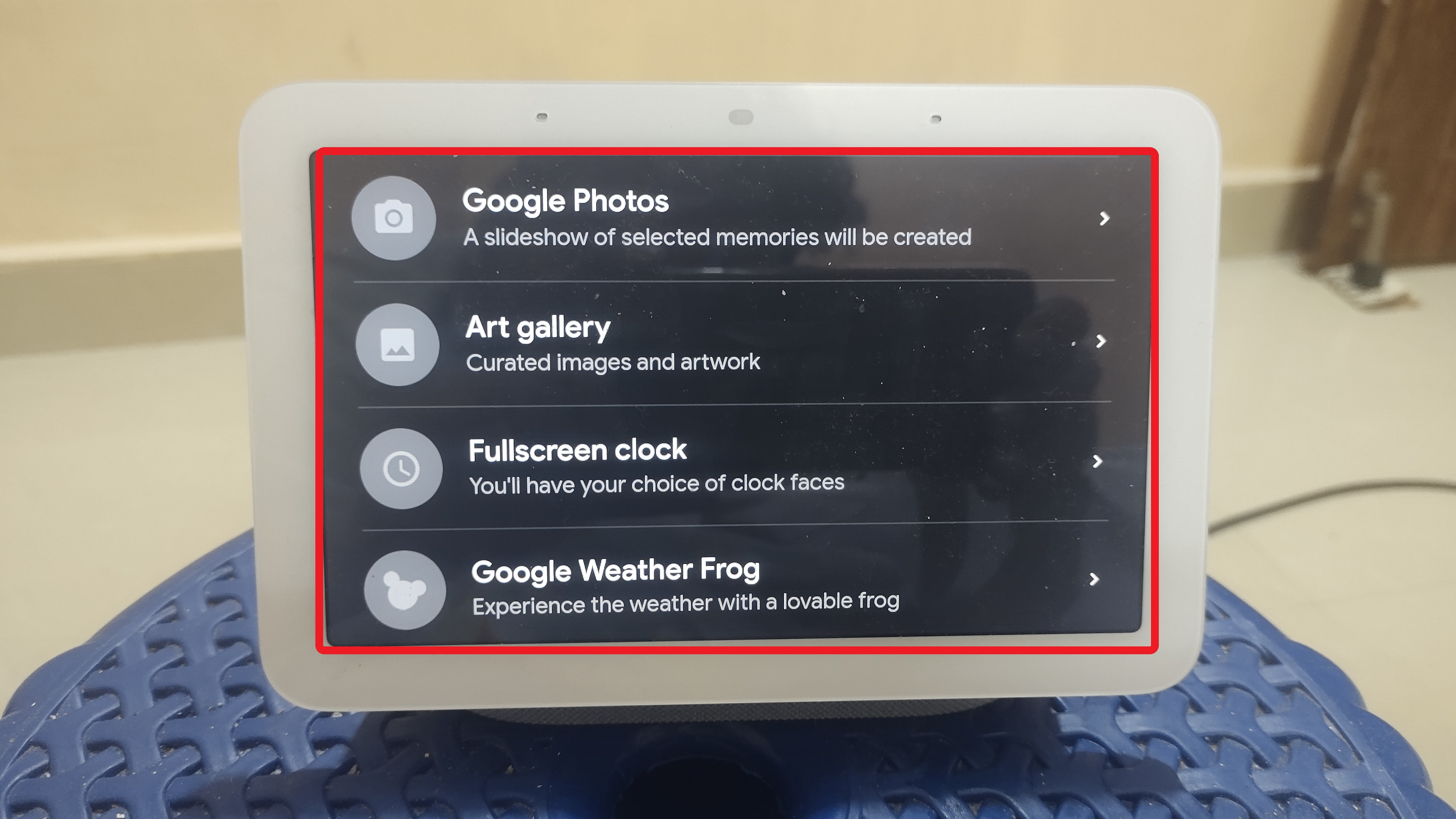 Select Photo Frame on Google Nest Hub