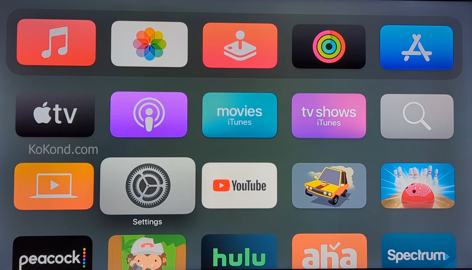 Navigate to Settings on Apple TV Home Page