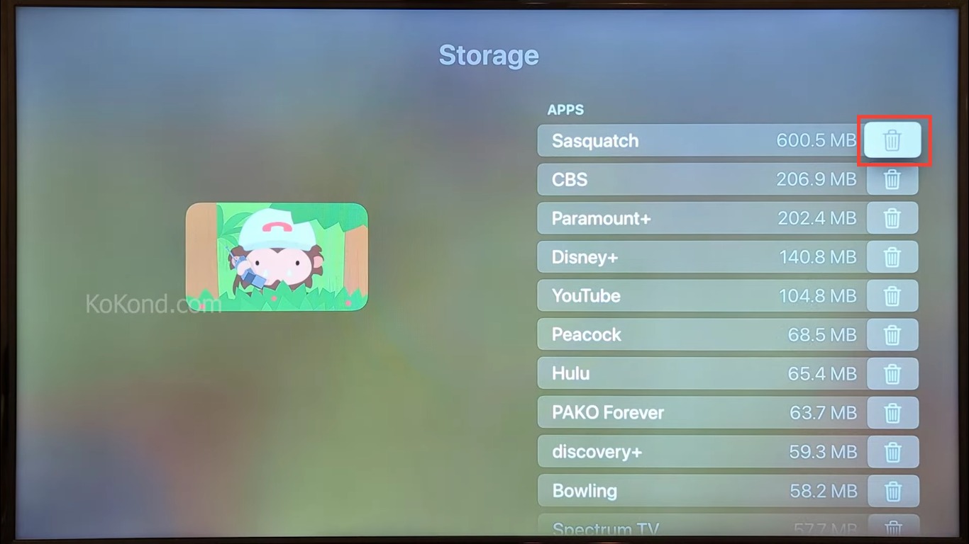 Option to Delete Apple TV App