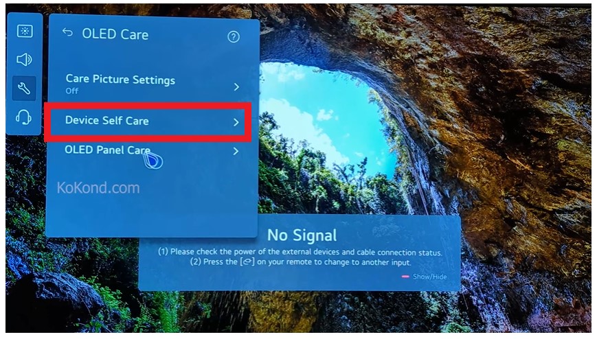 Select Device Self Care in LG TV