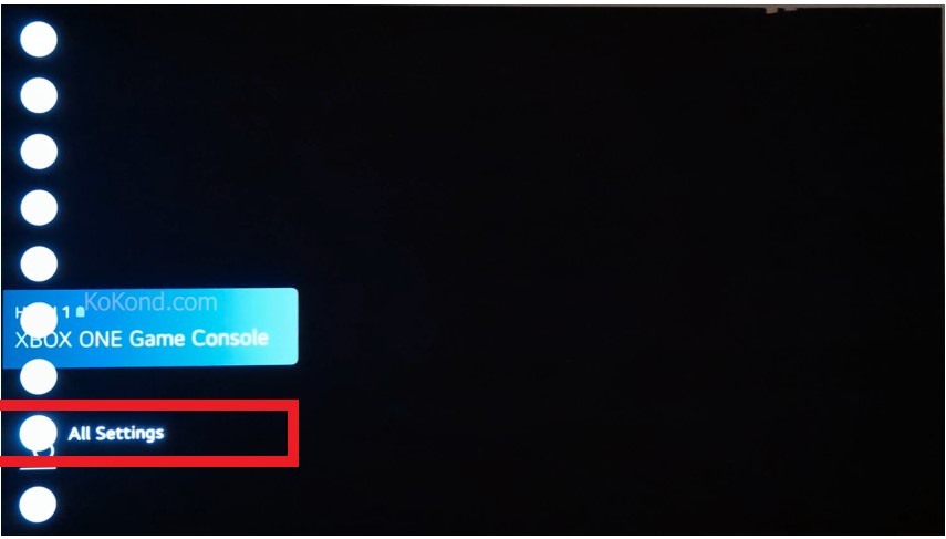 All Settings Option on LG OLED TV