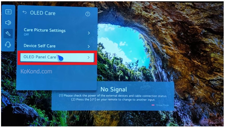 Select OLED Panel Care in LG TV