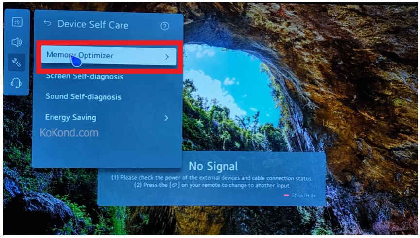 Click on Memory Optimizer on your LG TV