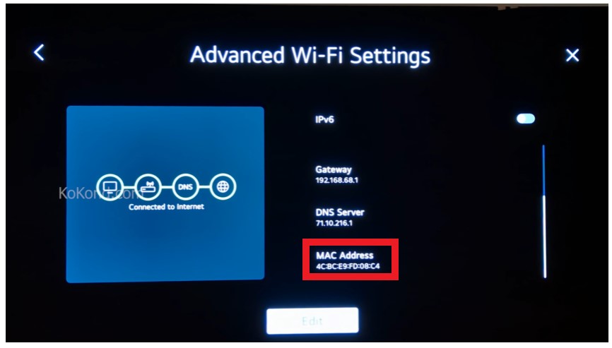 Mac Address on LG OLED TV