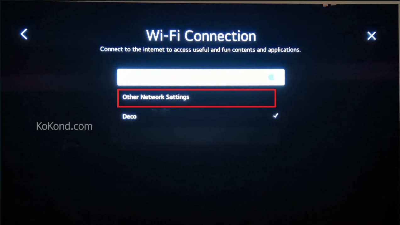 Other Network Settings Option on LG TV
