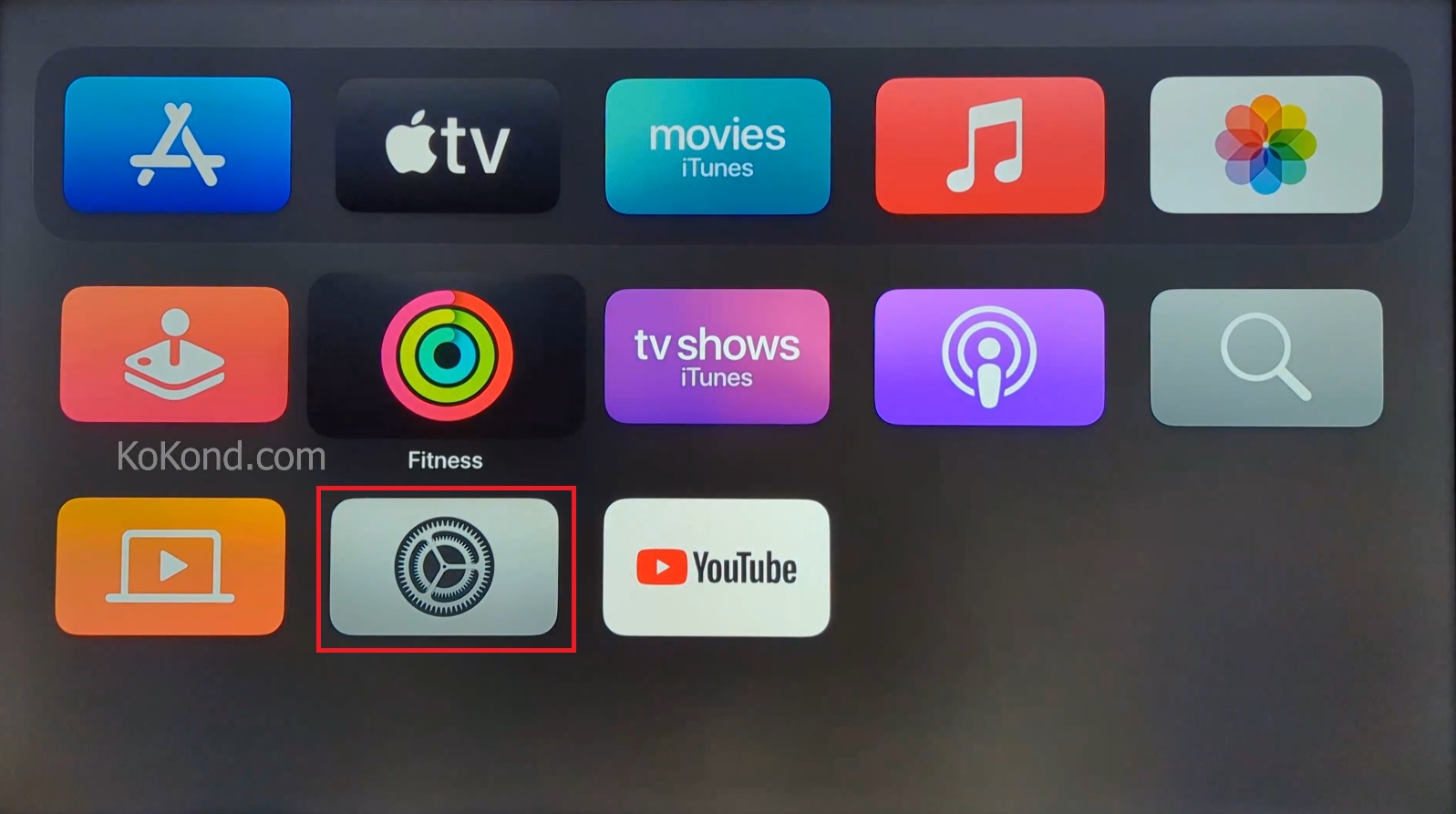 Settings on Apple TV