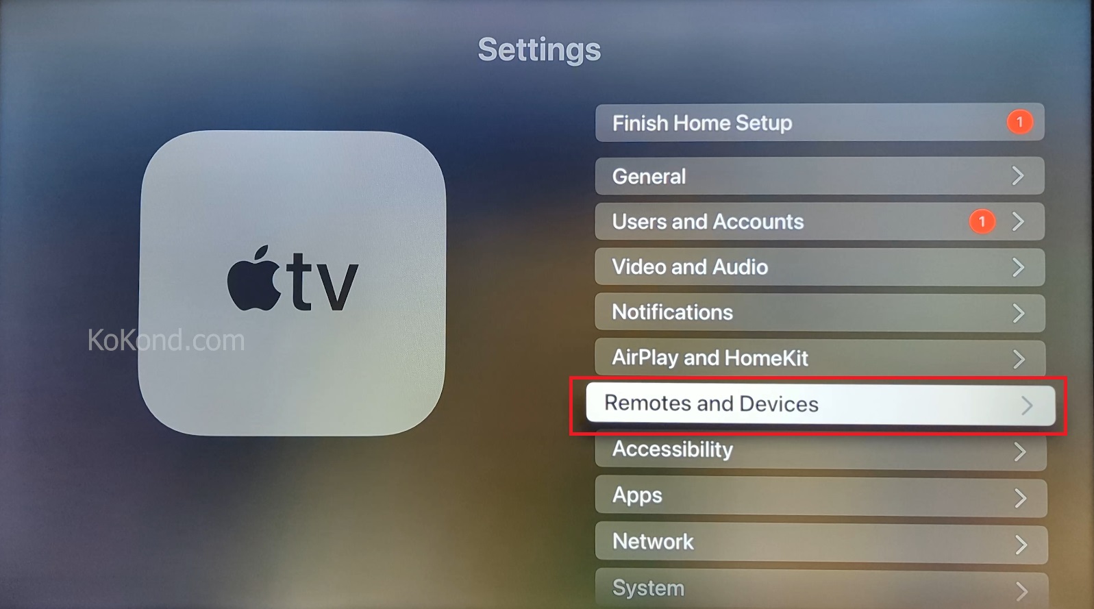 Select Remote and Devices