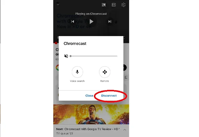 Showing Disconnect Button on Google TV Cast
