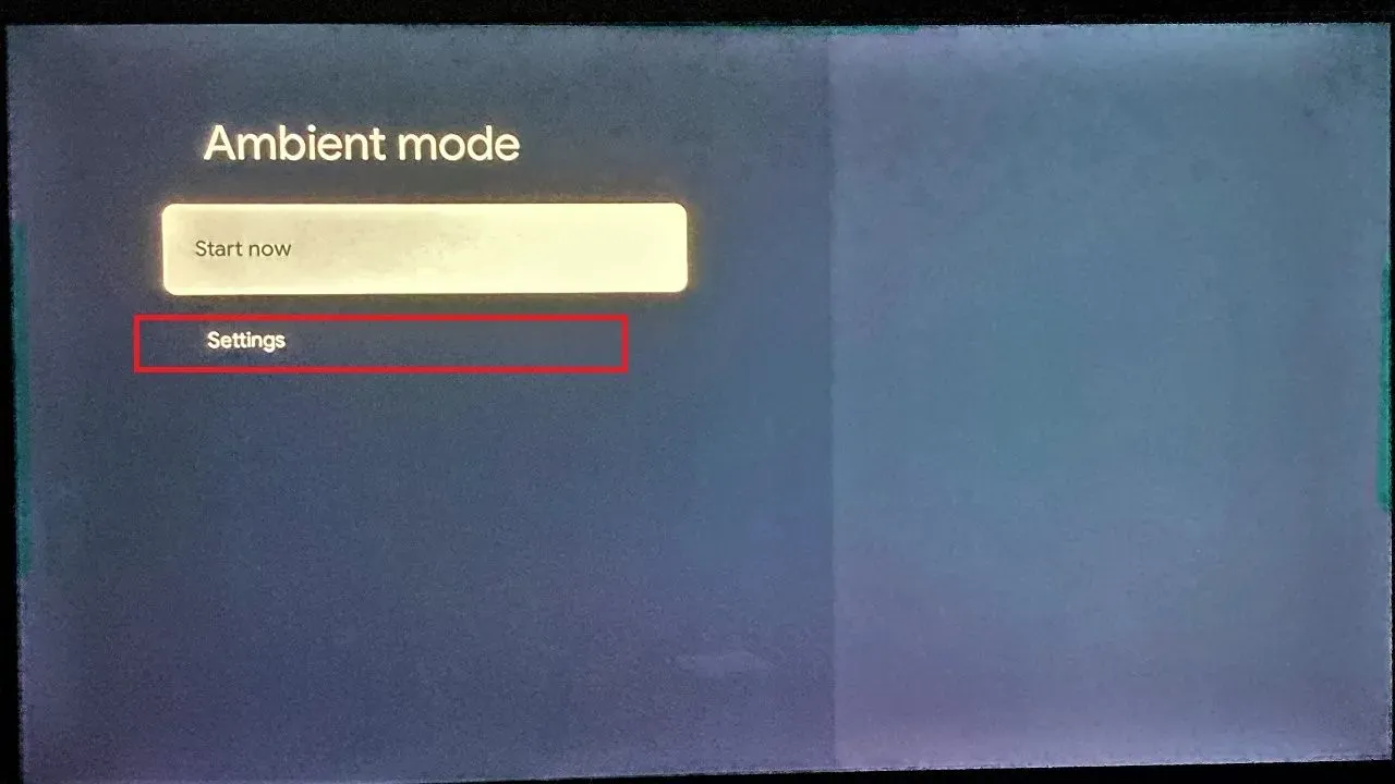 settings under ambient mode