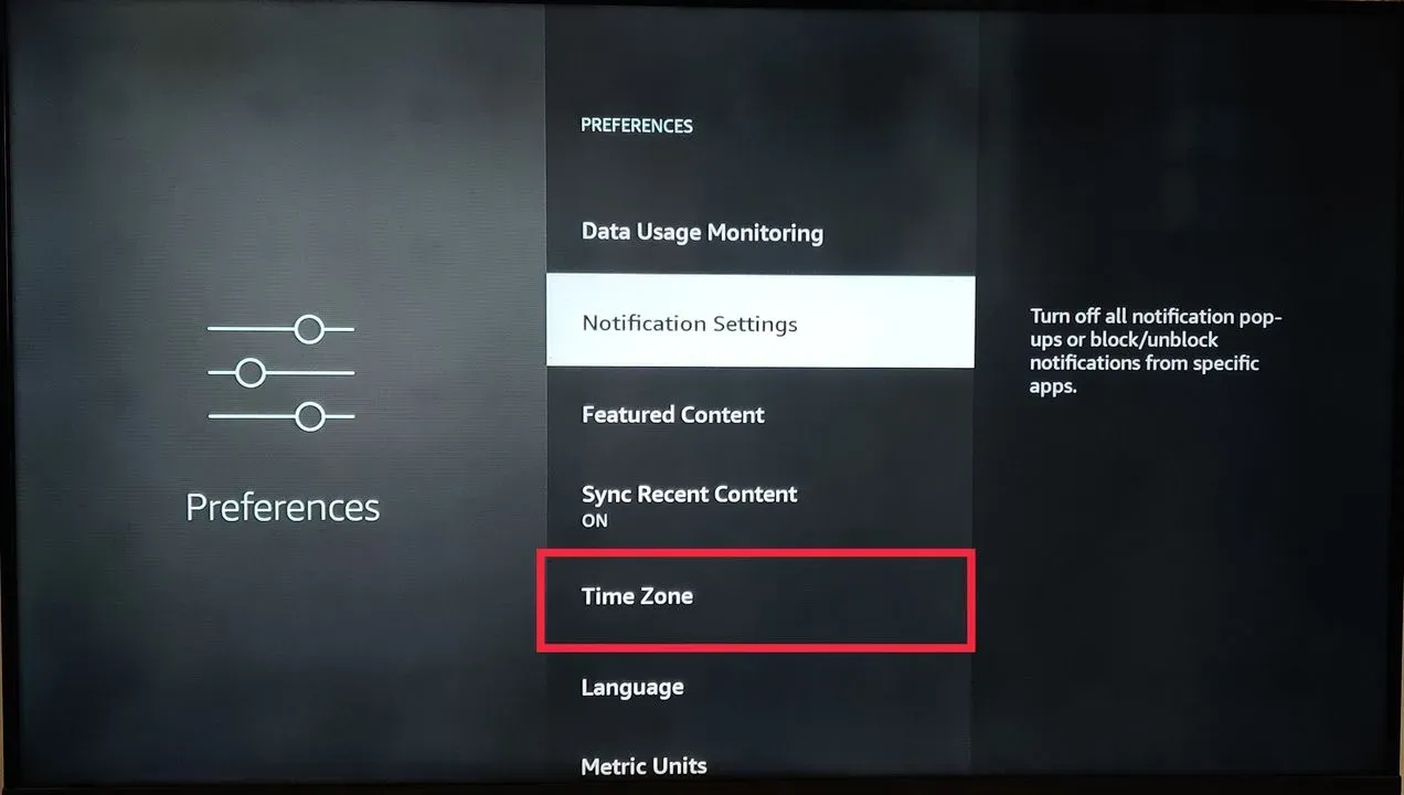 Image showing selection of Time Zone