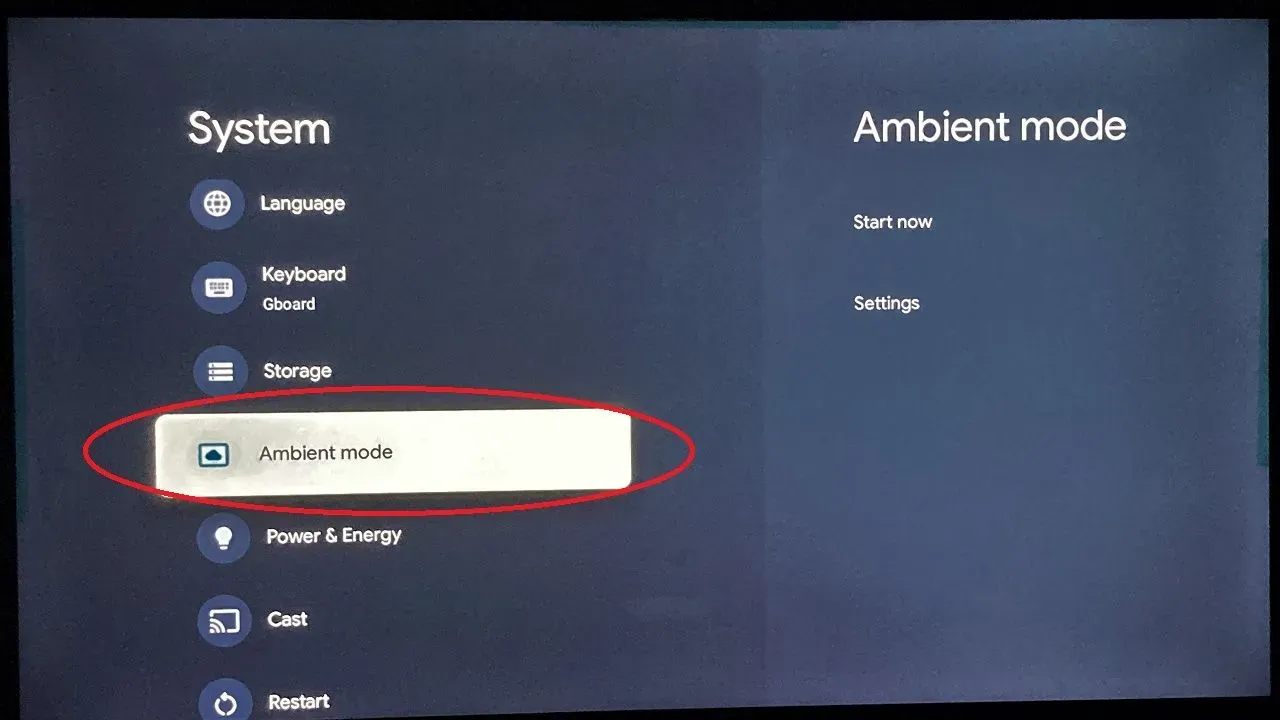 ambient mode under system