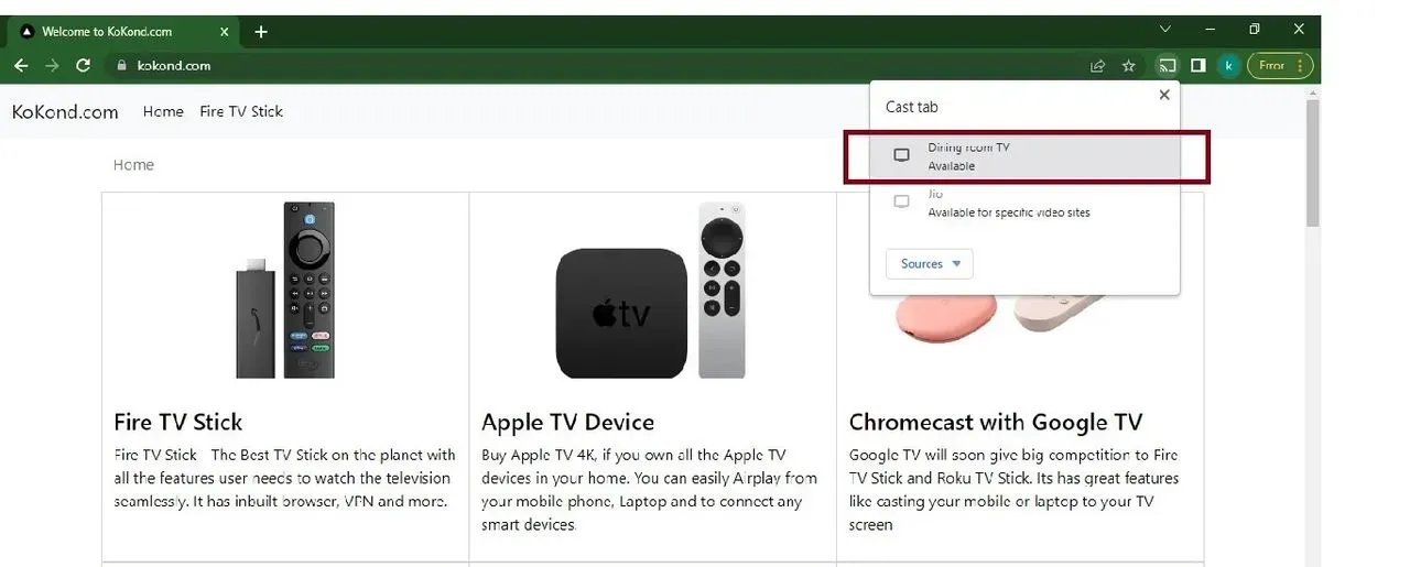 choose chromecast device