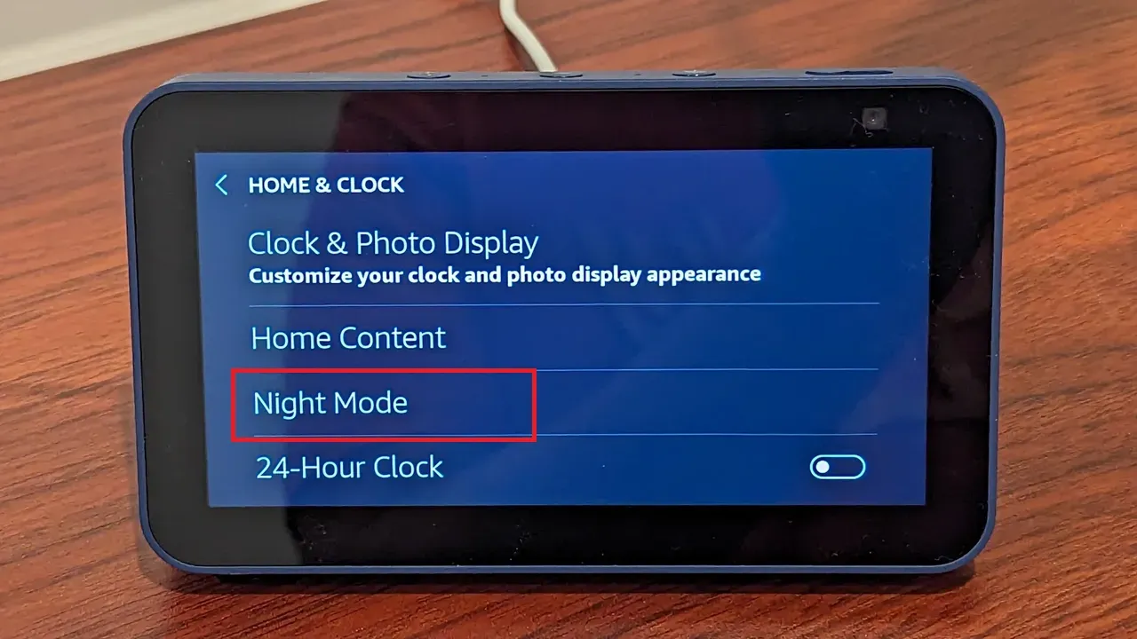 Tap on Night Mode on Your Echo Show