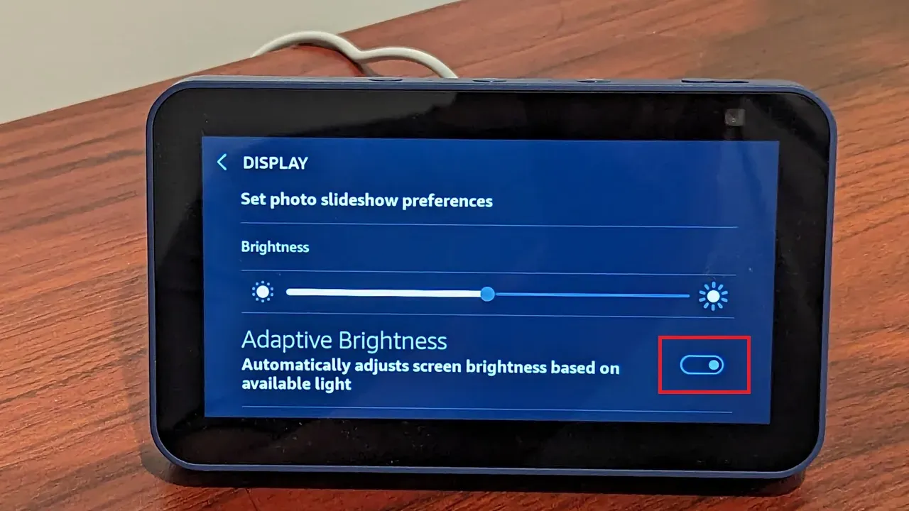 Disable Adaptive Brightness on Echo Show
