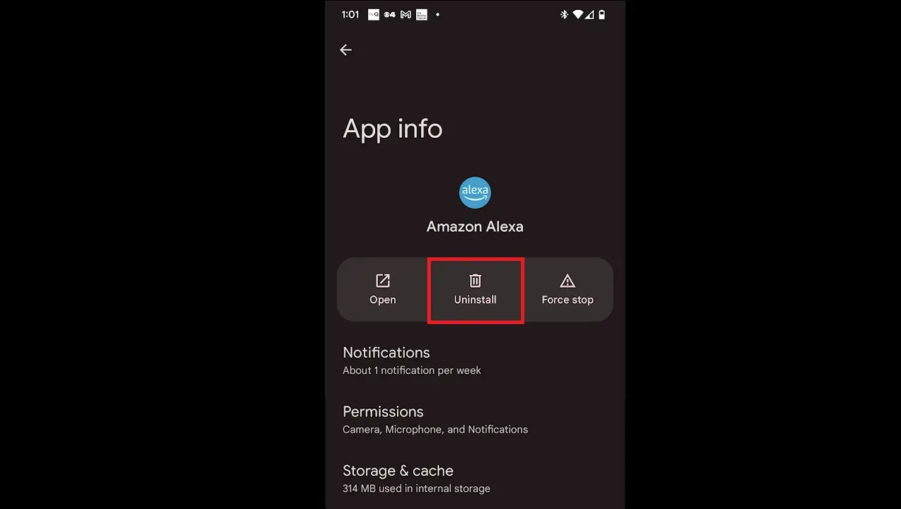 Uninstall the Alexa App