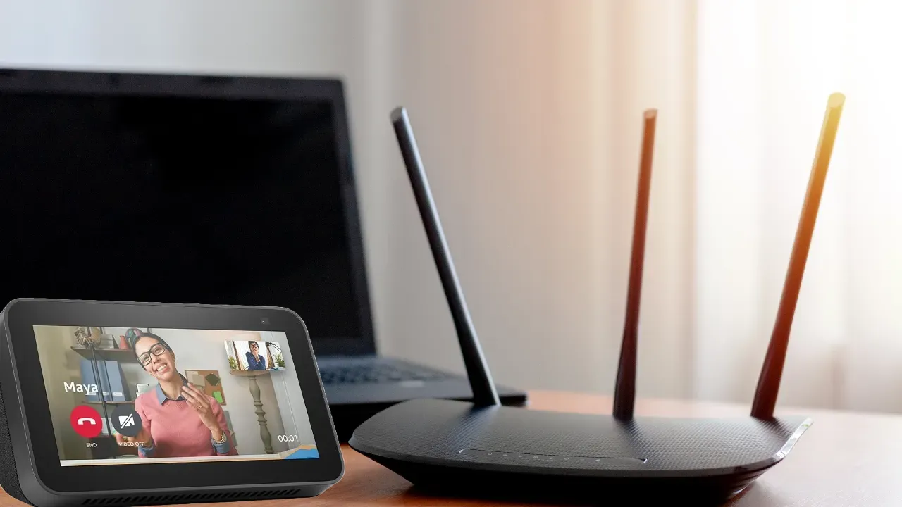 Echo Show and Router Side by Side