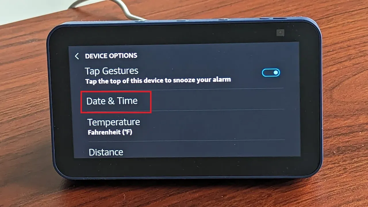 Tap on Date and Time on Your Echo Show