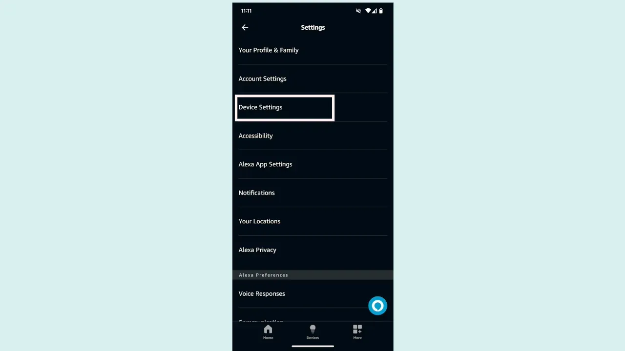Tap on Device Settings to Change Time
