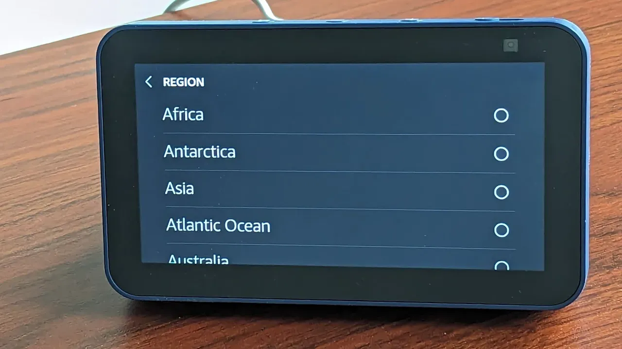 Select the Region on Your Echo Show