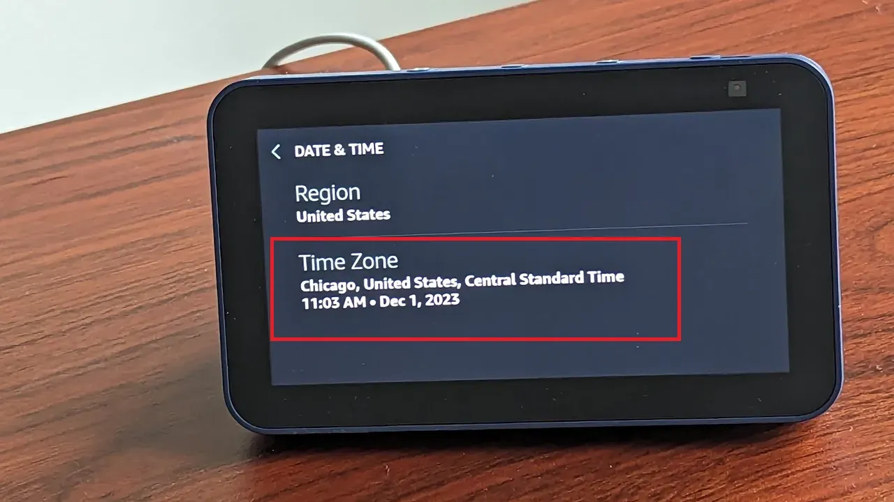 Select Time Zone On your Echo Show