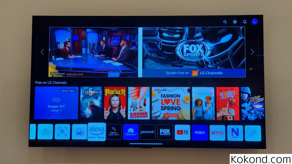 The image shows the Home Screen for the Alexa App on the LG TV screen. 