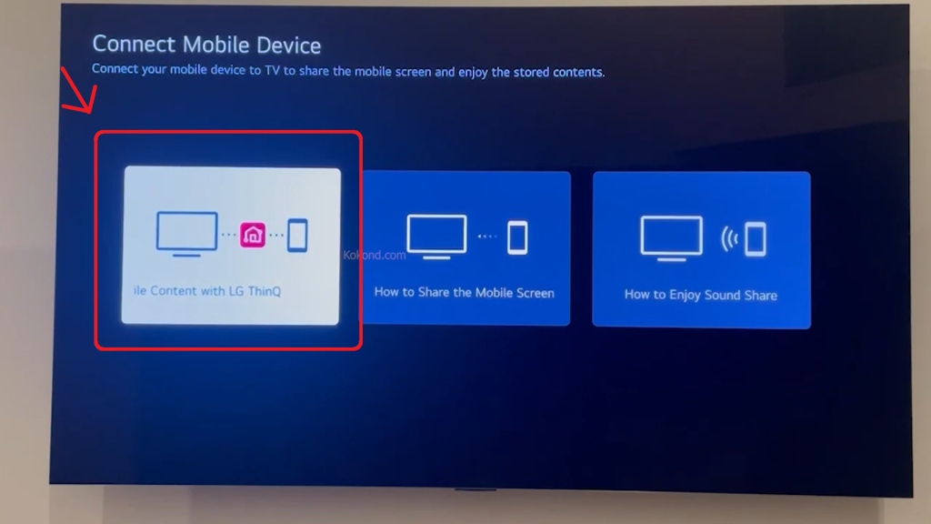 Tap on Connect Mobile Device on LG TV