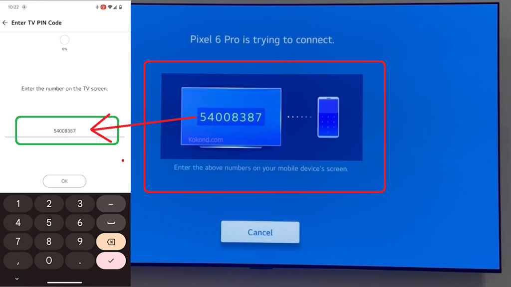 Enter the Code from your LG TV in LG Thinq App