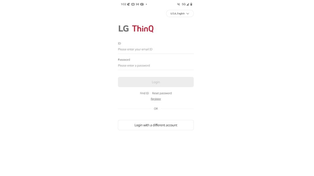 Login to LG ThinQ App